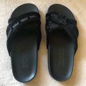 Pink Victoria’s Secret Size 9 - 10 Black slides